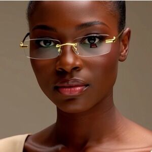 Sleek Rimless Rectangle Glasses Modern Sophistication‎  Lentes Humbres Hip Hop